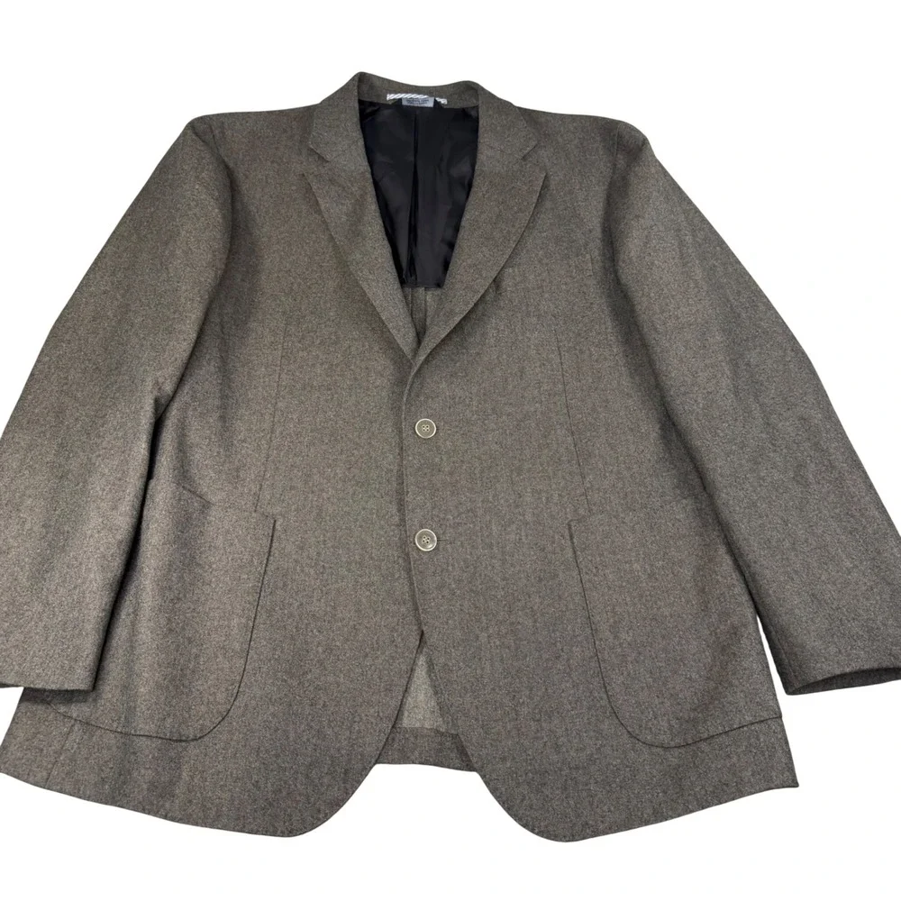 Saks Fifth Avenue Mens Gray 100% Wool Slim Fit Two Button Blazer Sport Coat 46R